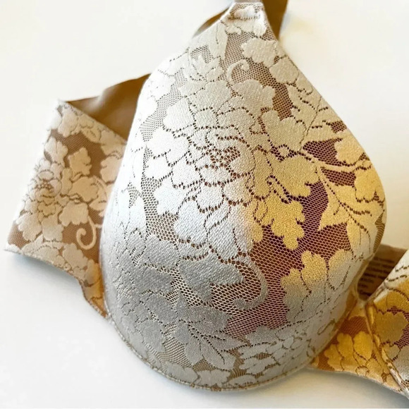 Soma Vanishing Back Beige Lace Print Bra Size 40C Underwire Support Minimizer - Picture 7 of 8
